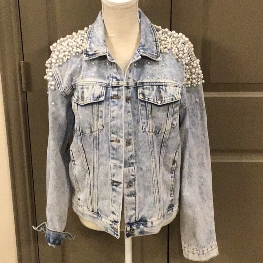 Denim and pearl jean jacket